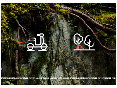 Trait line icons bike branding bush design icon line moped nature plane scooter shoe tree vector