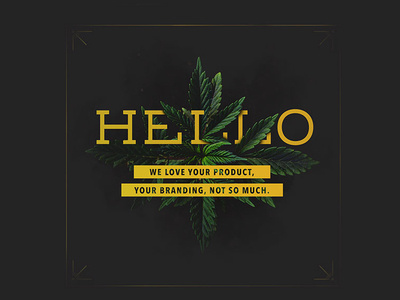 Hello Cannabis Cover 3d border cannabis cover design leaves overlap plant poster shadow typography welcome yellow