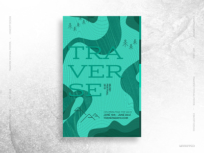 WIP Traverse Outdoor Music Poster analogous drawings geometric graphic grid landscape monochromatic music organic outdoor overlay poster shape topography trend typography waves