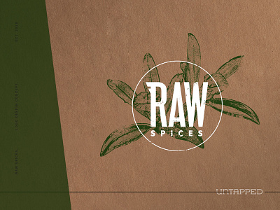 Raw Logo Concept - V2 circle clean craft design food graphic green icon illustration ink logo paper plant print raw simple spice spices stamp texture