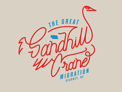 The Great Sandhill Migration 2022 crane graphic design hand lettering illustration illustrator lines procreate screenprinting typography vector
