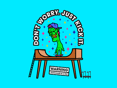 Don't Worry. Just Kick It. character design graphic design illustration illustrator lines skateboarding vector
