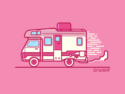 Cruisin' cruisin debut dribbble graphic design illustration illustrator lines rv typography vector