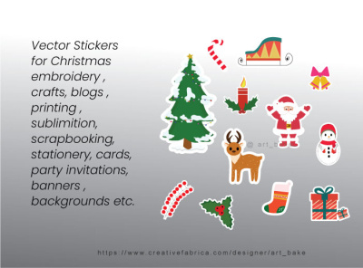 Set of Christmas Vector Sticker Graphic christmas editable flat illustration graphic design marzia sticker stickers vector