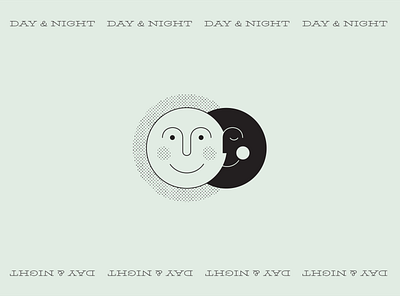 Day and Night branding day design drawing halftone icon illustration linear moon night sun typography vector