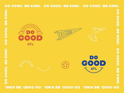 Do Good. Be Kind. brand design branding design drawing icon illustration logo rainbow smile typography yellow