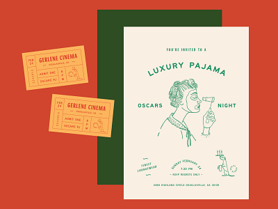 Oscars Invite Design card cinema design invitaion invite oscars pajamas ticket