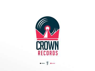 Crown Records branding clean design flat identity illustration illustrator lettering logo minimal type vector web