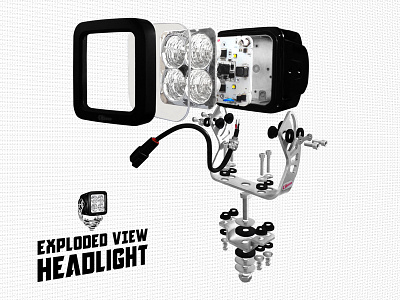 Editing, image manipulation and exploded view - K2ON Headlight art direction exploded view headlight image editing image manipulation image processing photography photoshop