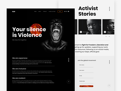 Black Lives Matter Site Concept black blacklivesmatter blm clean concept design layout minimal typography ui web