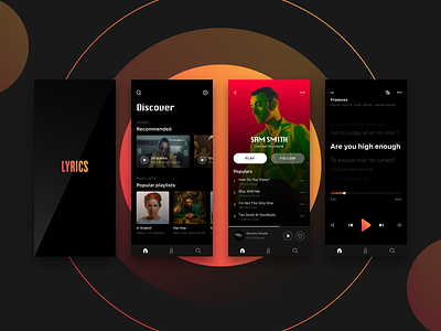 Music App Concept app black concept design gradient modern music ui