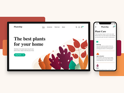 Plantship colors concept design gradient illustration noise plants shop shopping ui web
