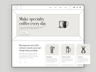 Coffee Site design illustration lines minimal web