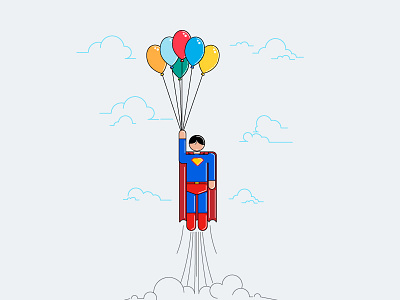 Up in the Sky balloon flat icon iconography illustrator line outline pictogram sky superheroe up vector