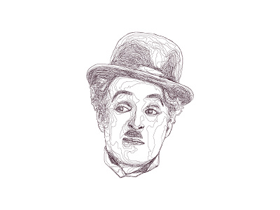 Line Portrait - Charles Chaplin chaplin charles illustration line movie portrait scribbled