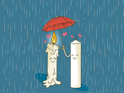 Love Candles candles illustration illustred love rain san valentin umbrella
