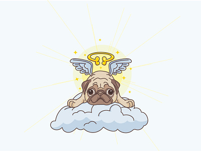 Angel Pug angel animal dog flat gift illustration mascot outline wings