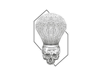 Skull Barber Brush art barbershop brush dotwork illustration inkart inktober pointilism scribble sketch vector