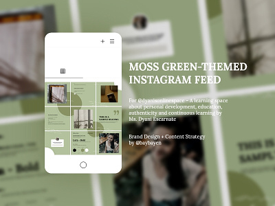 Moss Green-Themed IG Feed green instagram branding instagram feed instagram feeds social media social media design social media pack social media templates