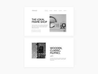 Local Frame Shop - Online Brochure (Wireframe) black and white minimalist uiux web design wireframe
