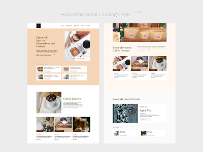 Bloomsbrewsmnl - Coffee & Blooms Landing Page(Design Proposal 1) blog coffee flat design landing page minimalist podcast ui uiux web and mobile web design