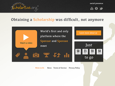 Home Page for Scholarize.org flat home landing ngo orange scholarship ui website