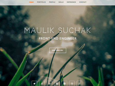 Maulik.co home page background design home image one page website portfolio