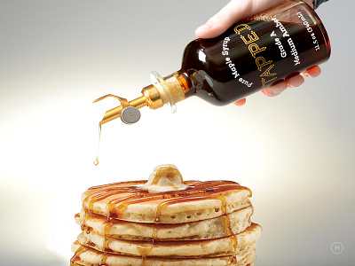 Tapped Syrup brand - 2014 black brand design brand identity branding custom font design food branding food font food photography logo packaging pancakes photoediting photoshop product photography syrup