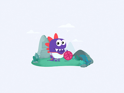 Hello Dribbble character debut design dragon dribbble hostinger illustration texture