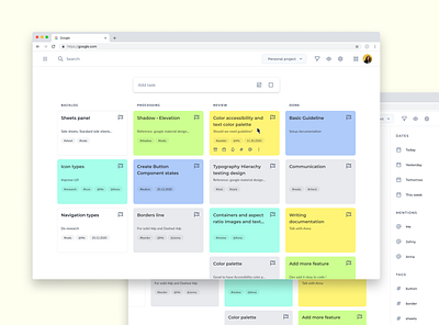 Personal Kanban workflow app design google material design ui ux