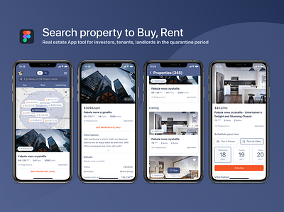 Real estate app - Search property for Rent, Buy app design branding design fluent design system real estate ui