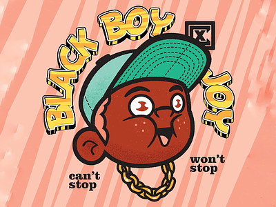 Black Boy Joy cartoon character illustration mascot typogaphy vintage