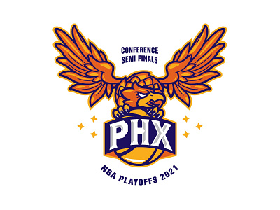 Phoenix Suns 2021 Playoffs - Con. Semi Finals 90s apparel basketball brand cartoon creature design illustration lockup logo mascot nba phoenix phoenix suns retro typography vector