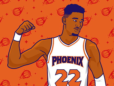 Deandre Ayton basketball brand cartoon illustration logo monotone pattern playoffs retro typography ux vector