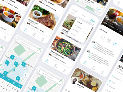 3 meals - food App UI Screens adobe photoshop app app design app interface design food health kit mobile screen showreel ui ux