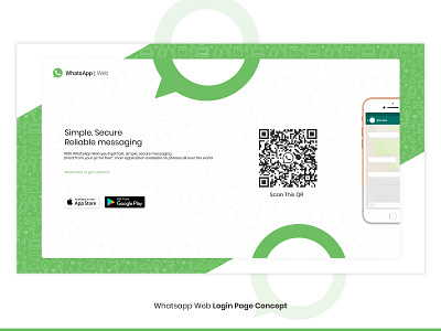 Whatsapp Web Login Page Concept bangladesh clean dailyui facebook green landingpage login design login page message app message in a bottle messenger minimal ui ui elements uidesign web whatsapp