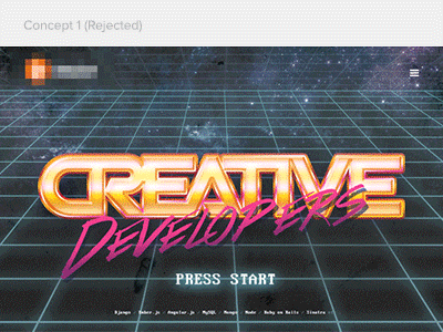 Retro-futuristic software house site 80s futurism fututiristic glitch landing page retro retrofuturism splash tron