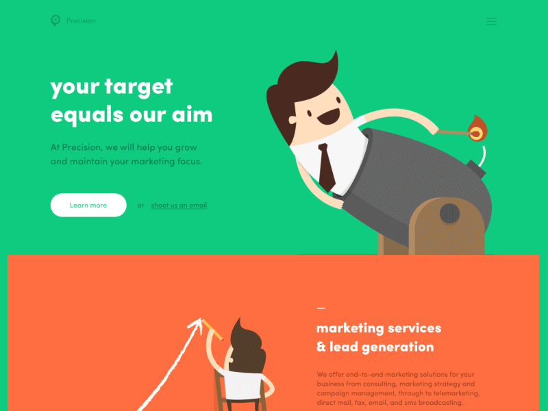 Agency landing page agency colorful flat funny green illustration landing page