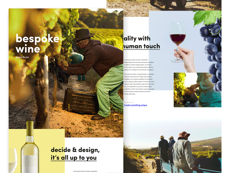 the bespoke winery animated flat landing page parallax web wine winery