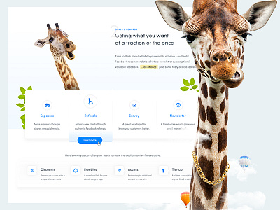 Girafi – it's time to grow big clean ecommerce landing page long necks startup web app