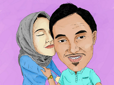 Colored illustration caricature couple caricature digital drawing drawing illustration