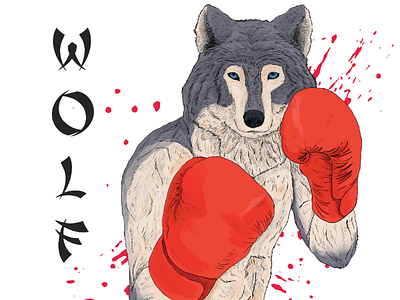 Wolf-Boxer animal apparel design digital art illustration shirt design wolf