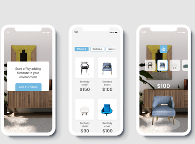 AR Furniture Store app ar branding design design app ios 10 ui ux