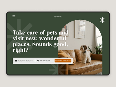 Landing page for pet sitting marketplace / hero section booking colors design flat green hero section landing page typography ui uidesign ux