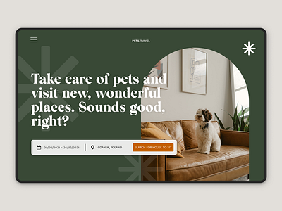 Landing page for pet sitting marketplace / hero section