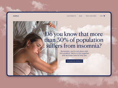 Hero section sleeping pills landing page design