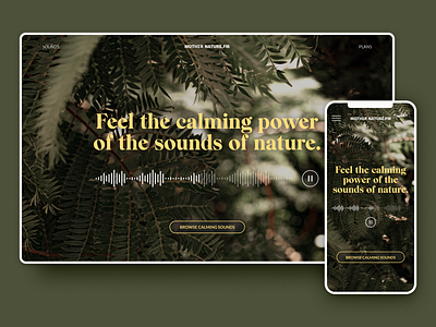 sounds of nature music playlist landing page 30daysofwebdesign branding colors design hero hero section image landing page mobile responsive typography ui uidesign ux uxdesign