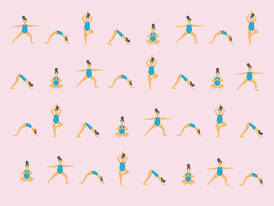 Yoga girl flat illustration pattern