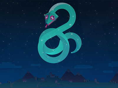Snake constellation geometric night snake stars vector zodiac