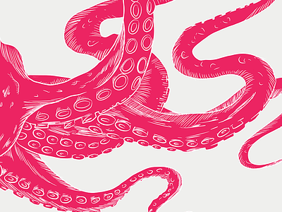 Sea Creatures: Octopus animal draw illustration ocean octopus pink sea tentacles vector